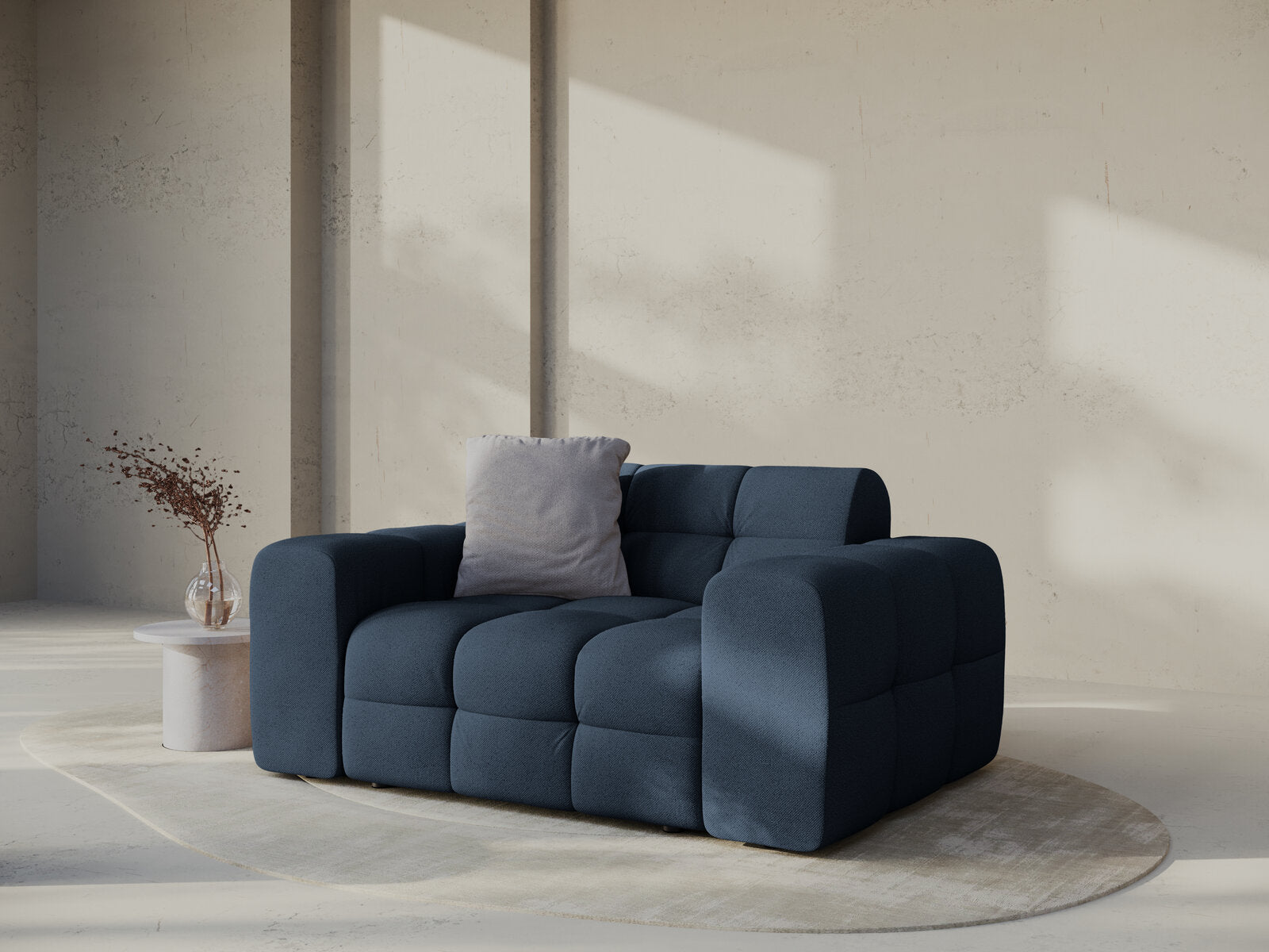 Micadoni Sofa Kendal 2-Sitzer Strukturierter Stoff Marineblau