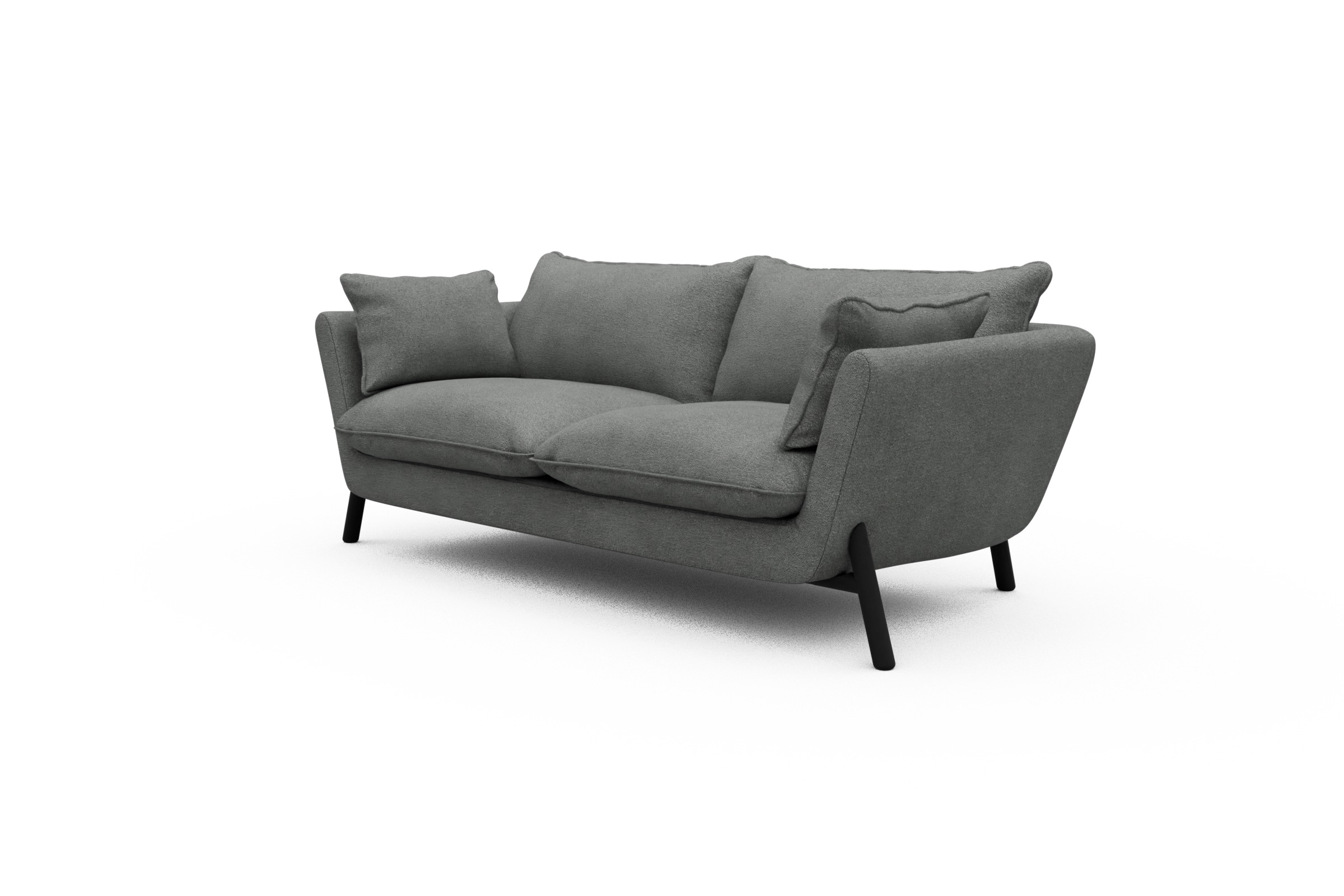 Sofa Emil PREMIUM 2-Sitzer Beinfarbe Eiche Schwarz Boucle-Ash-Grey