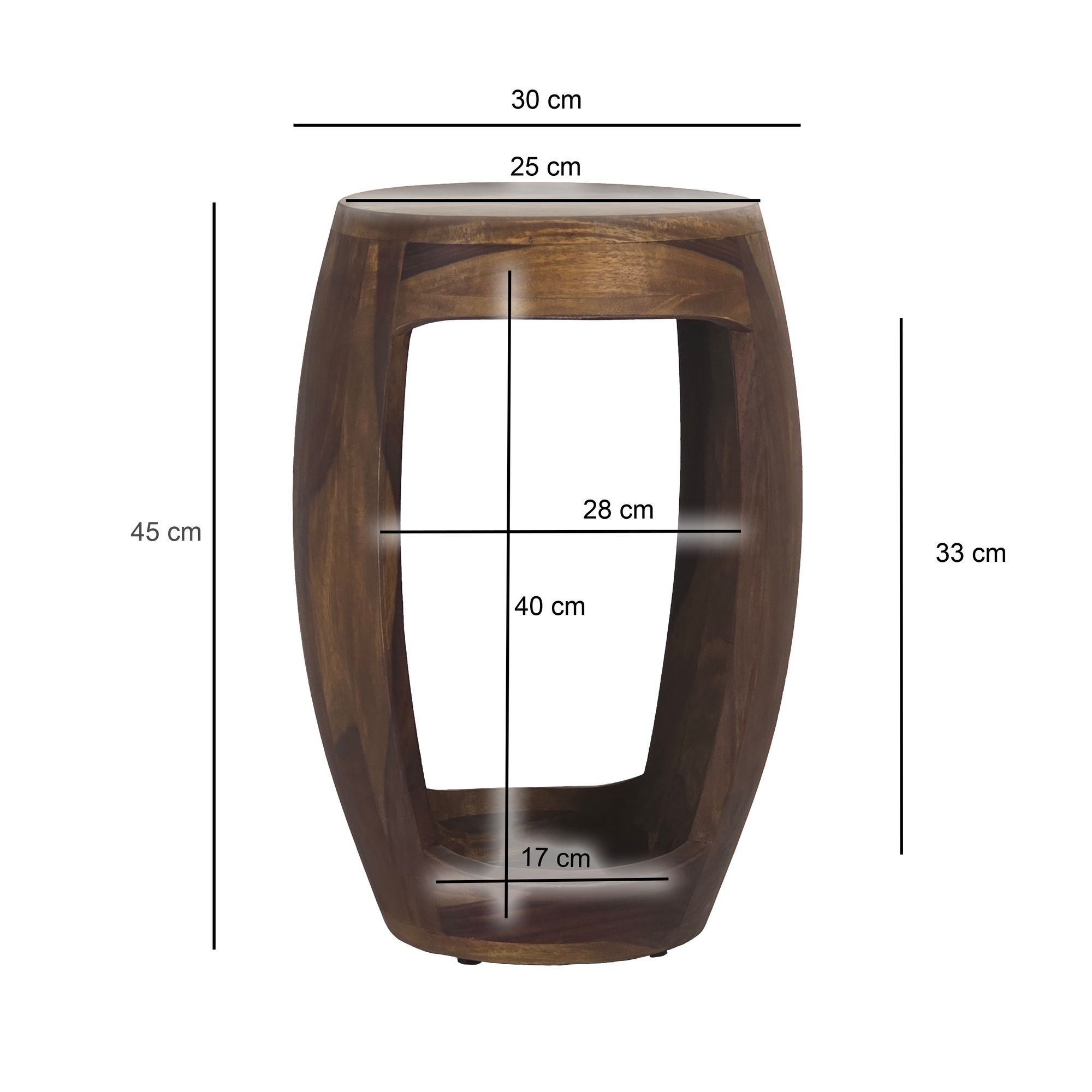 Beistelltisch Kvalvik Massivholz Sheesham Ø 30 cm