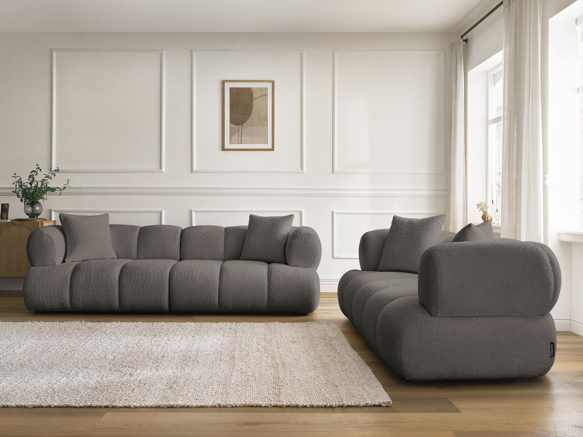 Bobochic Pamira Sofa 5-Sitzer Bouclé-Stoff Braun