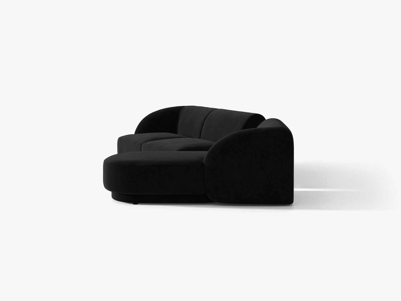 Micadoni Modulares Sofa Miley mit Recamiere 3-Sitzer Rechts Samt Bluvel Schwarz