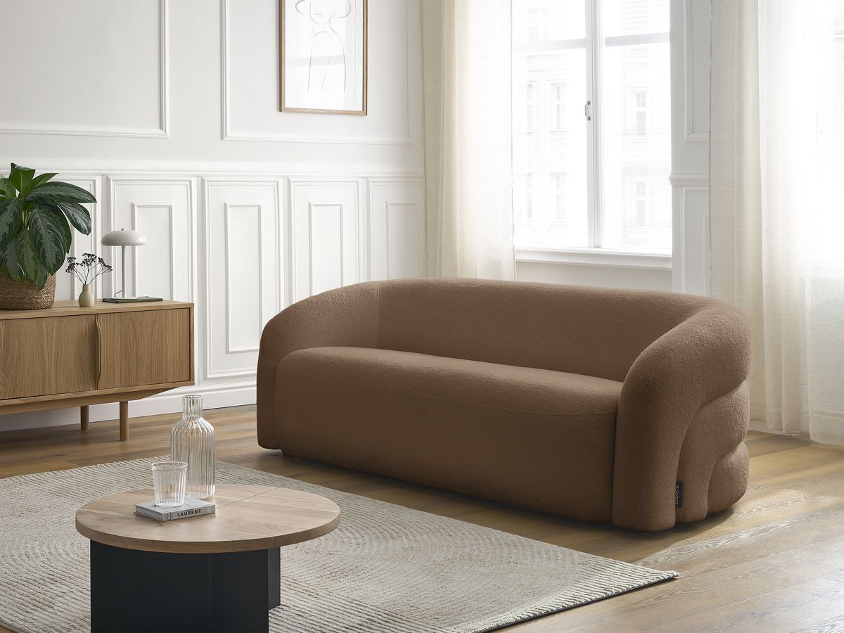 Bobochic Elina Sofa 3-Sitzer Bouclé-Stoff Braun