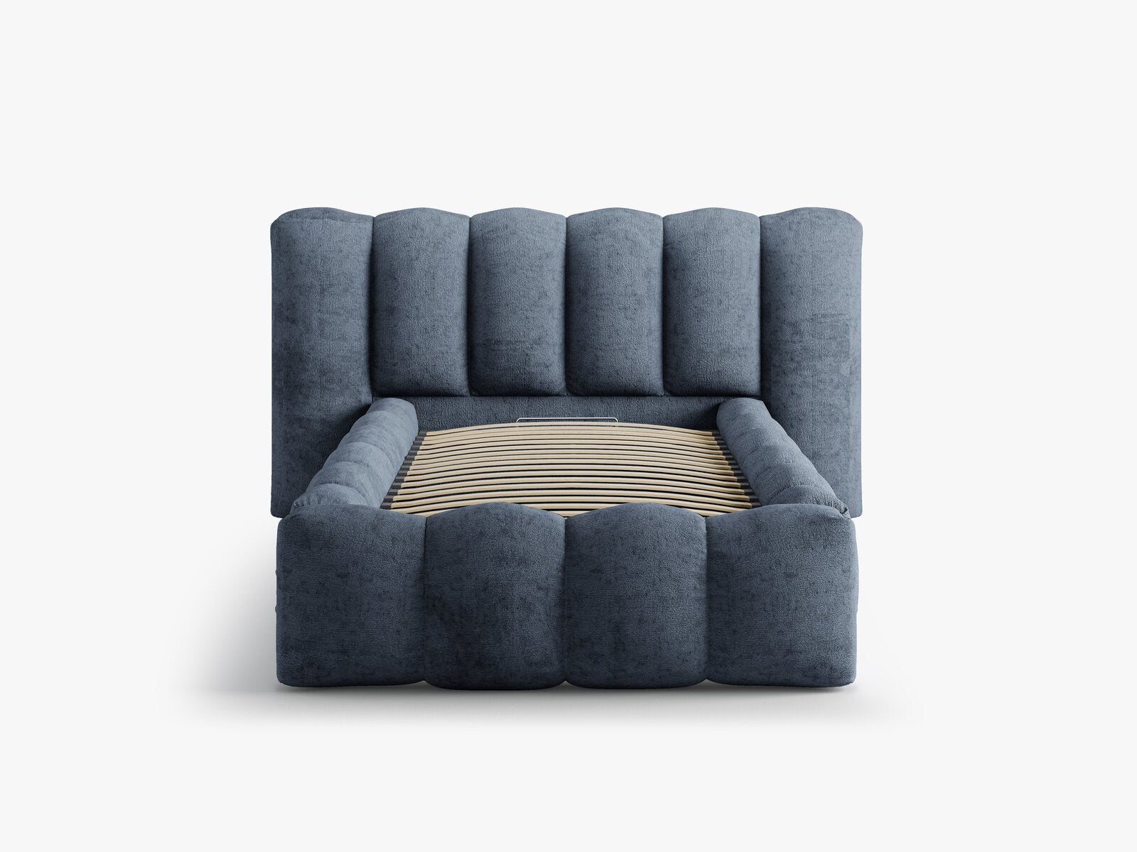 Micadoni Stauraumbett mit Kopfteil Lupine Chenille Perfect Harmony Dunkelblau
