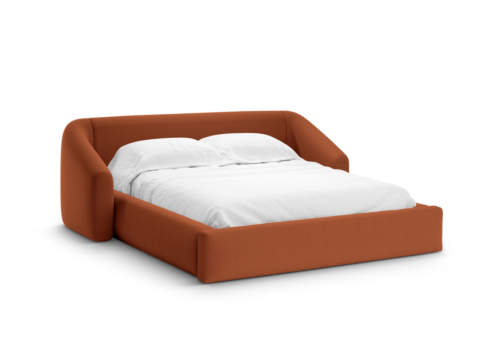 Cosmopolitan Design Stauraumbett mit Kopfteil Campi 200x200 Strukturierter Stoff Moly Ziegel