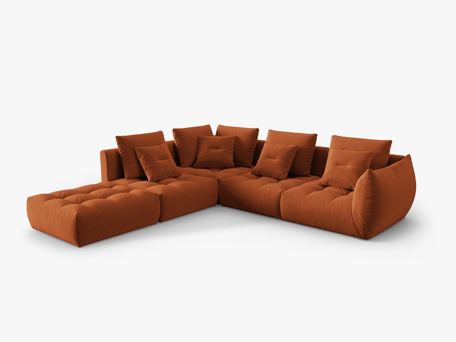 Micadoni Ecksofa Bloom 5-Sitzer Links Samt Terrakotta