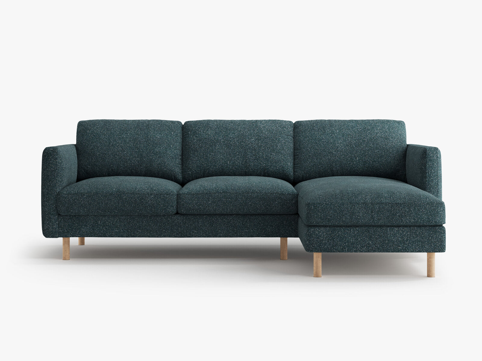 Micadoni Ecksofa Eden Groß 3-Sitzer Rechts Strukturierter Stoff Grün Blau Melange