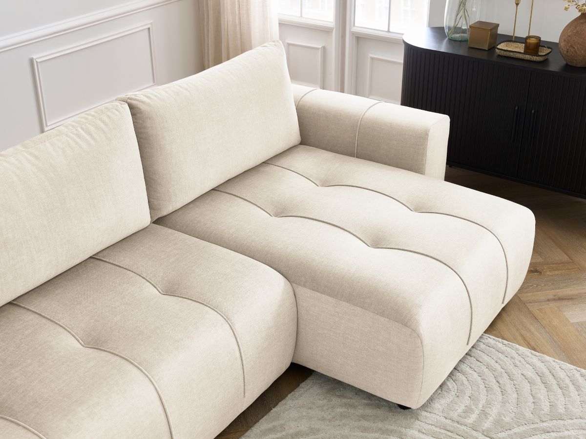 Bobochic Arsene Ecksofa mit Schlaffunktion und Bettkasten 288 × 148 cm Samt Beige