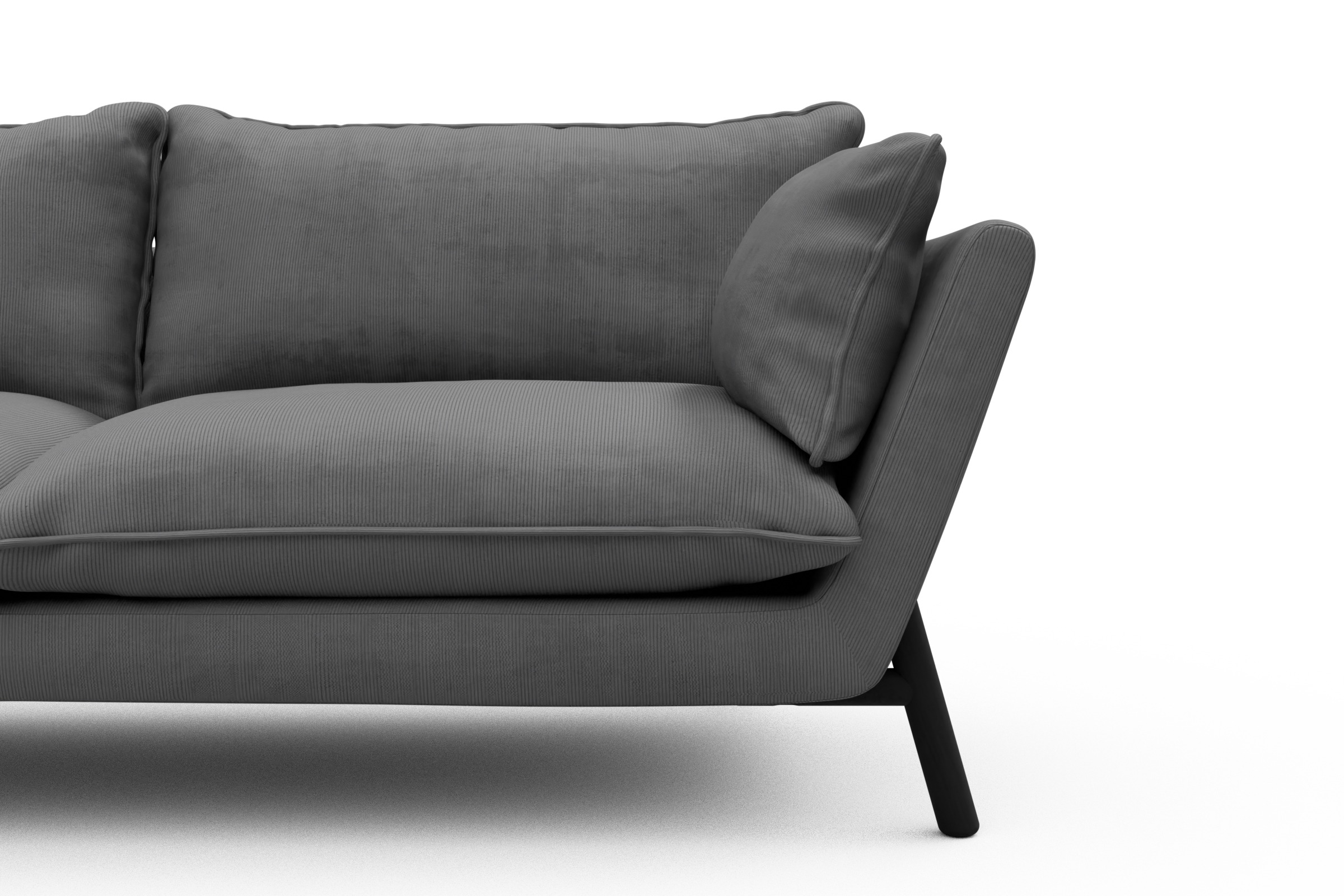 Sofa Emil PREMIUM 2-Sitzer Beinfarbe Eiche Schwarz Cordufine-Grey