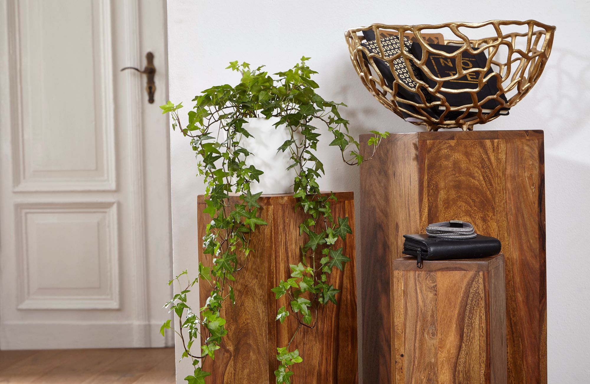 Satztisch 3er-Set Vardal Massivholz Sheesham 24 × 24 × 85 cm