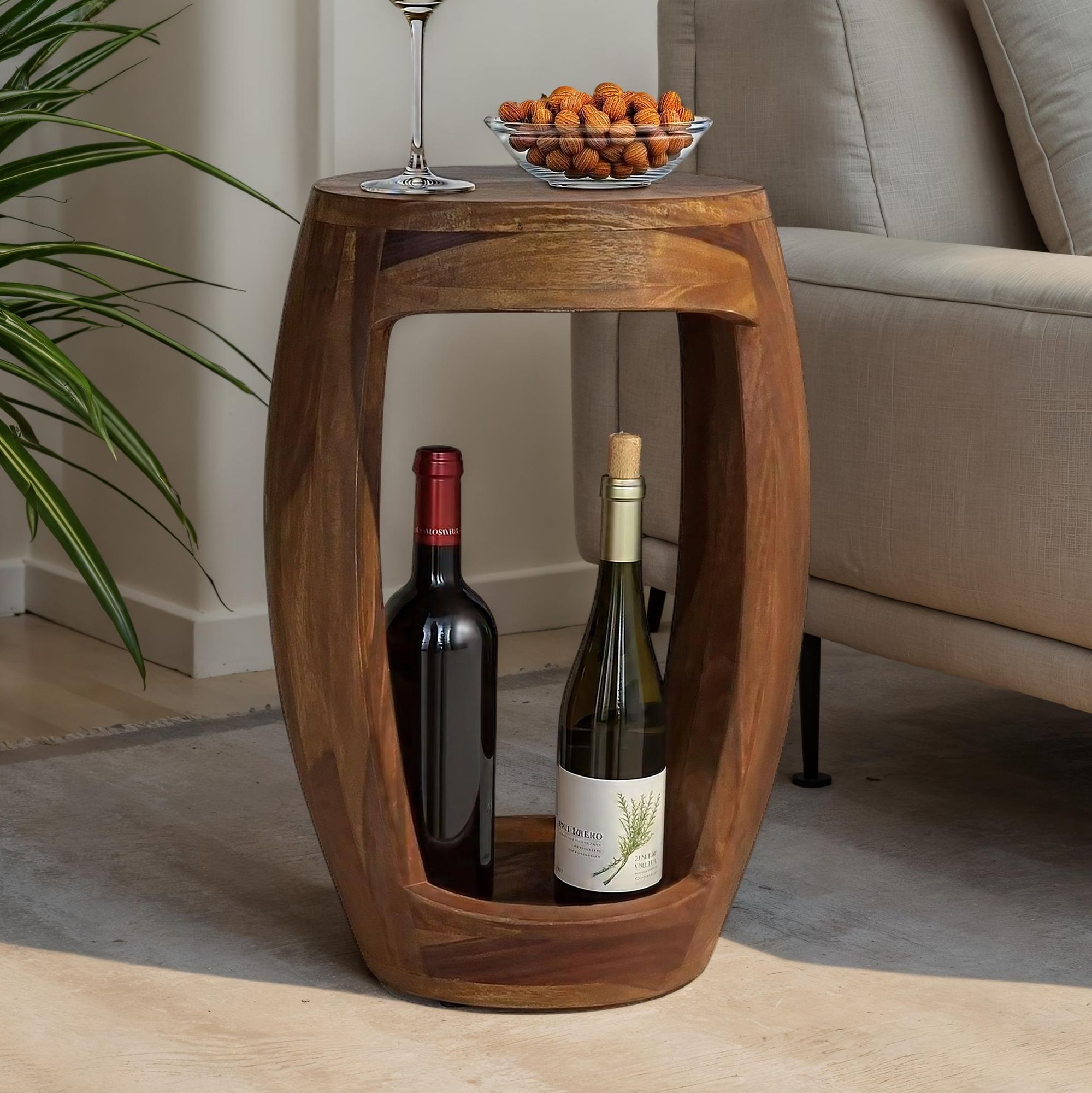 Beistelltisch Kvalvik Massivholz Dunkelbraun Ø 30 cm