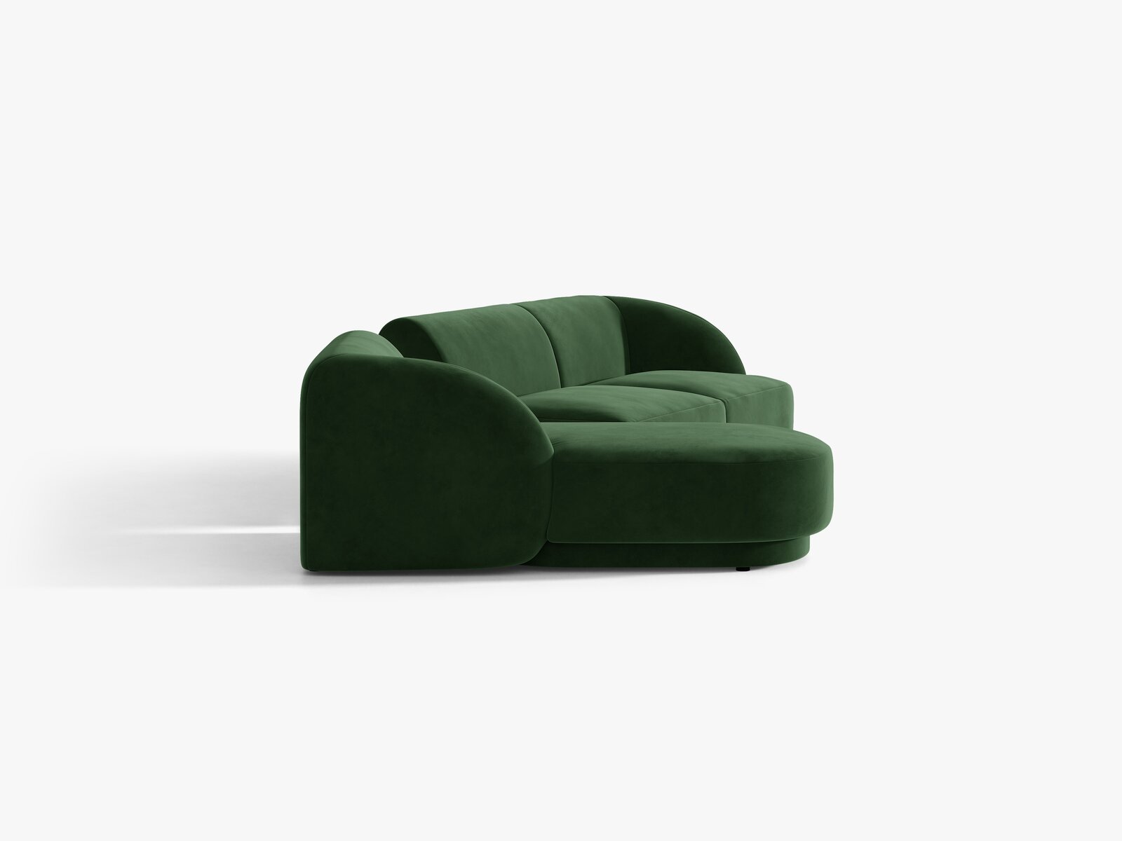 Micadoni Modulares Sofa Miley mit Recamiere 3-Sitzer Links Samt Venus Flaschengrün