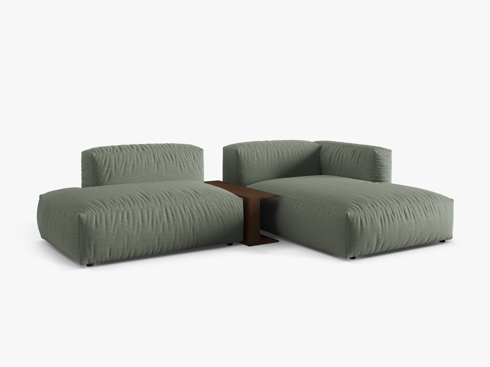 Micadoni Ecksofa Martina 2-Sitzer mit Couchtisch Rechts Strukturierter Stoff Moßgrün