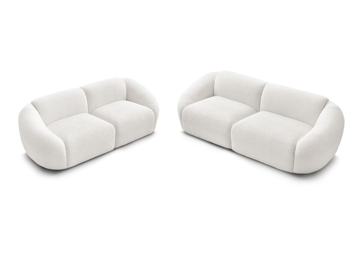 Bobochic Tina Sofa 5-Sitzer Bouclé-Stoff Weiß