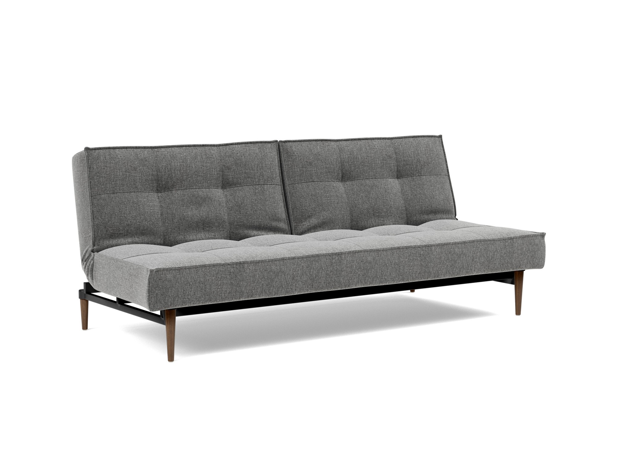 Schlafsofa Splitback Strukturierter Stoff Twist 563-Charcoal Beine Styletto Eiche dunkel