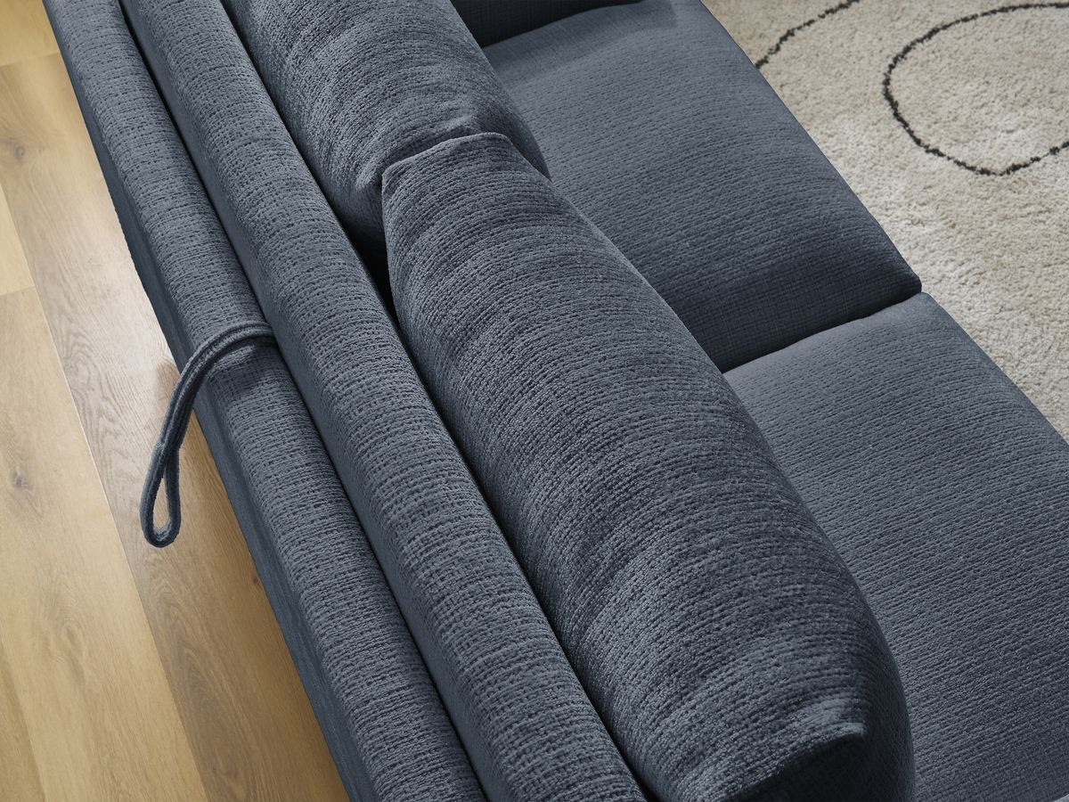 Bobochic Cocoone Schlafsofa 3-Sitzer Strukturstoff Dunkelblau, Liegefläche 140 × 200 cm