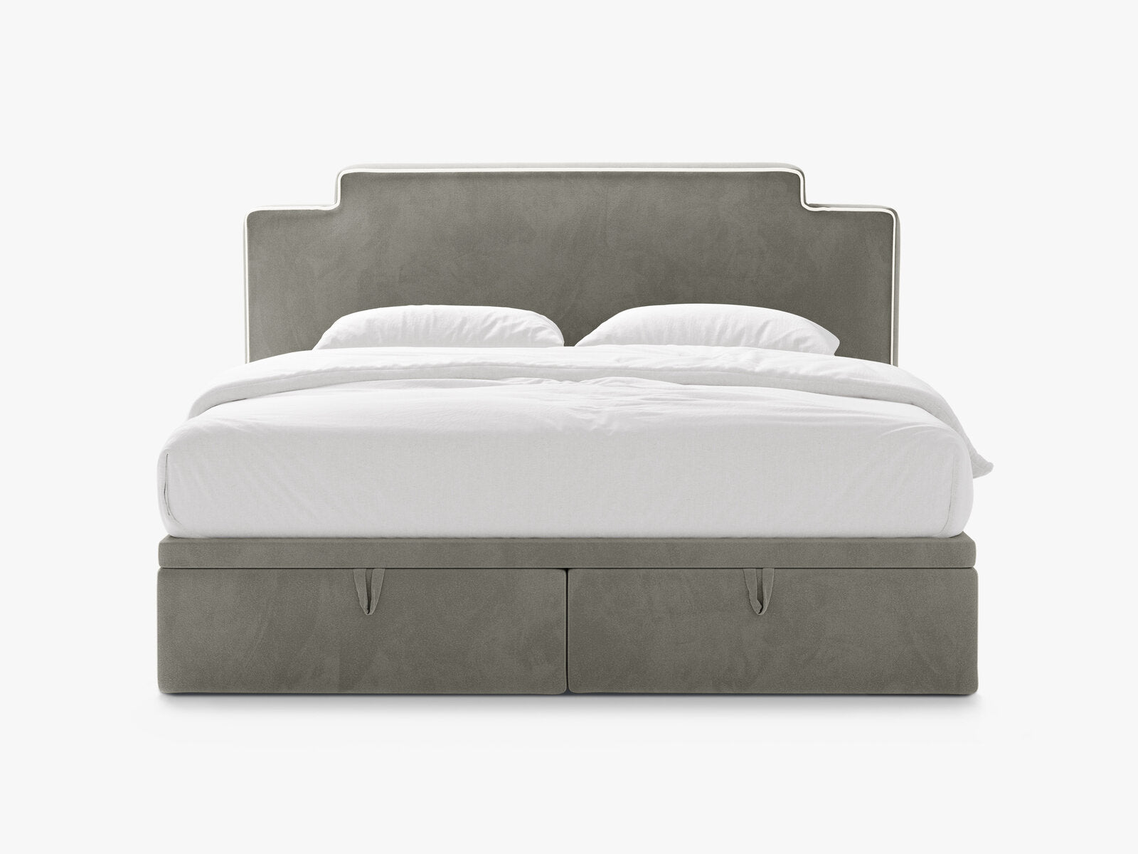 Micadoni Princess Boxspringbett mit Bettkasten und Kopfteil Samt Magic Velvet Elfenbein / Dunkelgrau 140x200