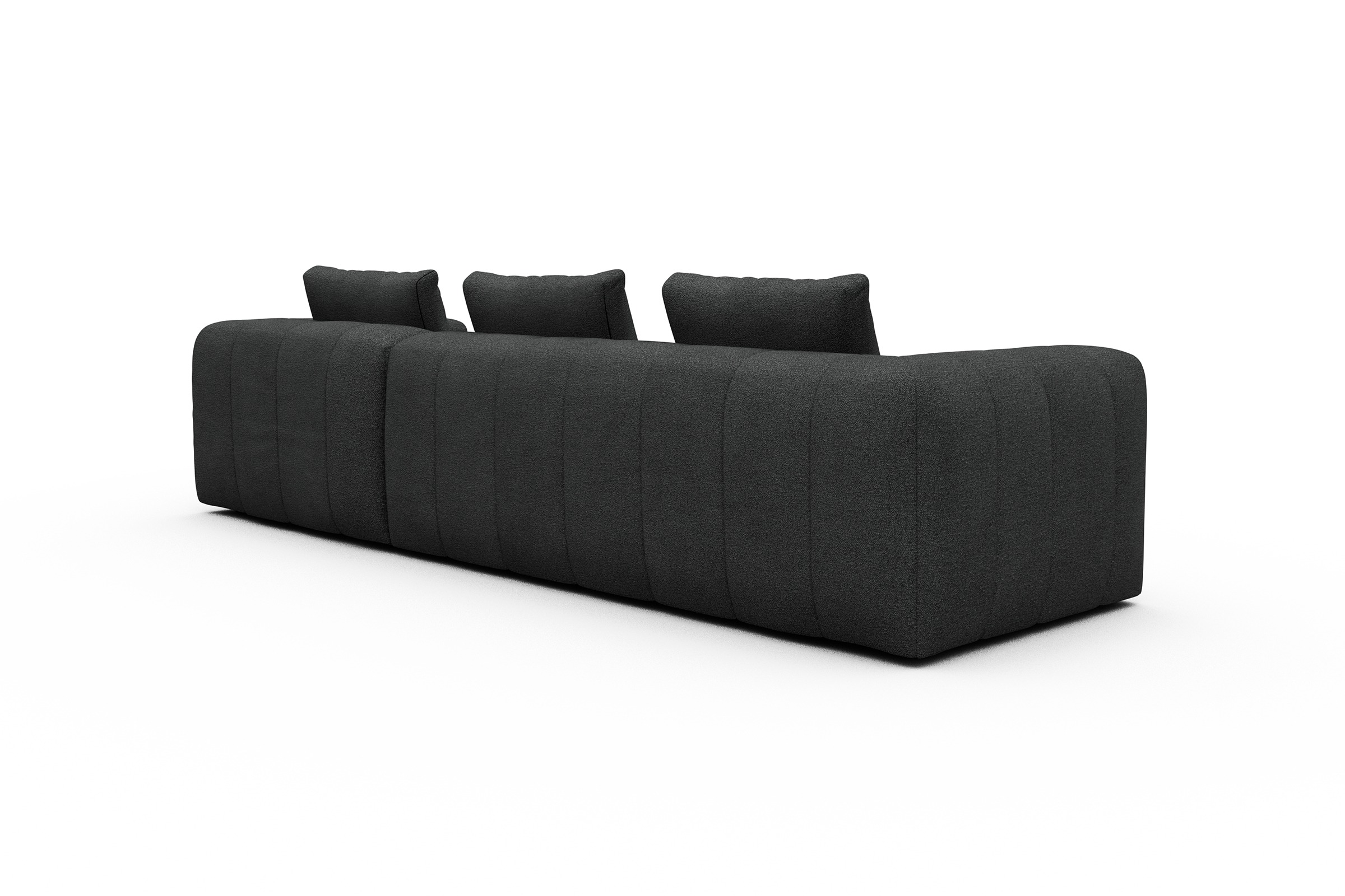 Ecksofa Hugo 2,5-Sitzer Armlehne links mit Chaiselongue Boucle-Charcoal