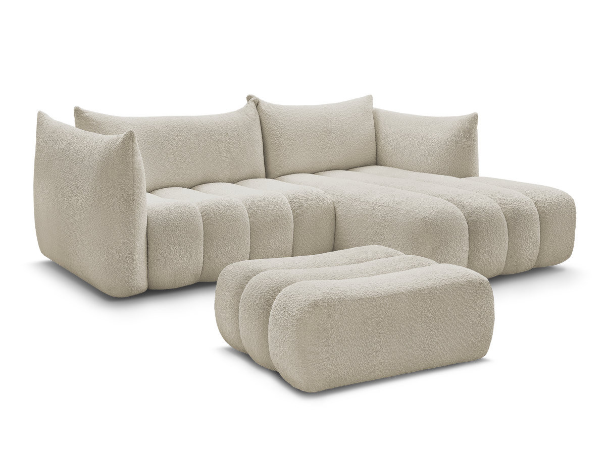 Bobochic Azra Ecksofa mit Pouf 262 × 178 cm Bouclé-Stoff Beige Ecke rechts