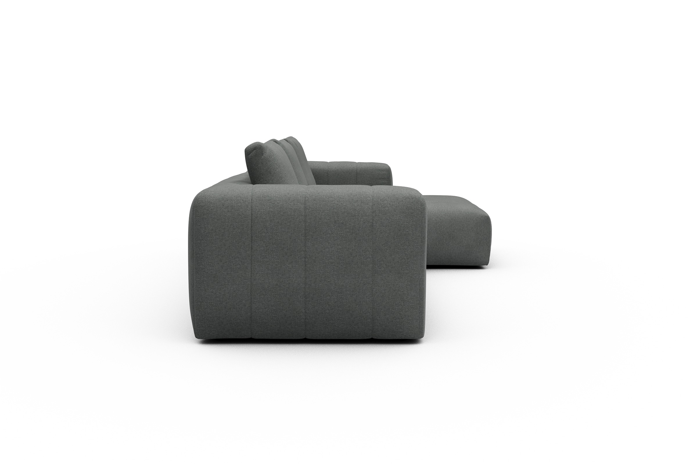 Ecksofa Hugo 2,5-Sitzer Armlehne links mit Chaiselongue Satya-Steel