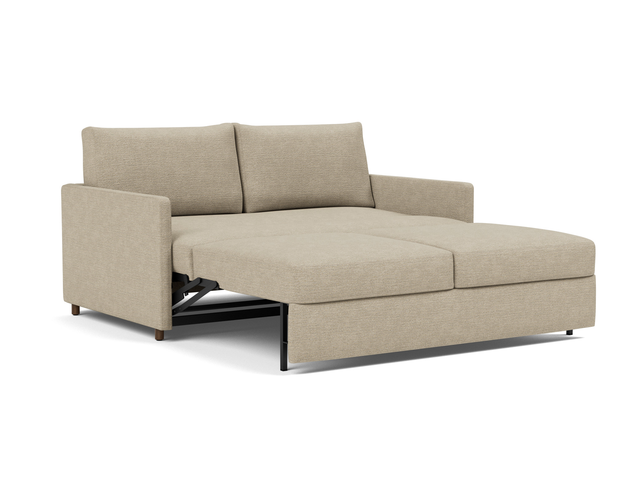Schlafsofa Neah mit Slim-Armlehnen 160 Strukturierter Stoff Taura 356-Sand
