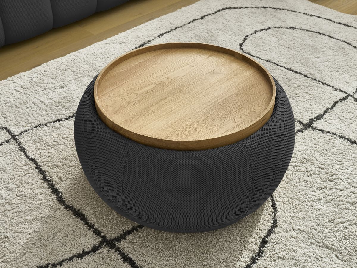 Bobochic Hayden Sofa 2-Sitzer mit Pouf Mesh-Stoff Schwarz