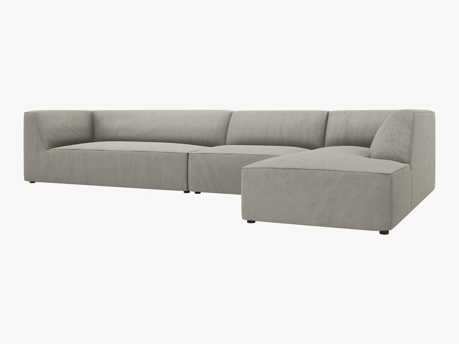 Micadoni Ecksofa Ruby 5-Sitzer Rechts Kord Scala Hellgrau