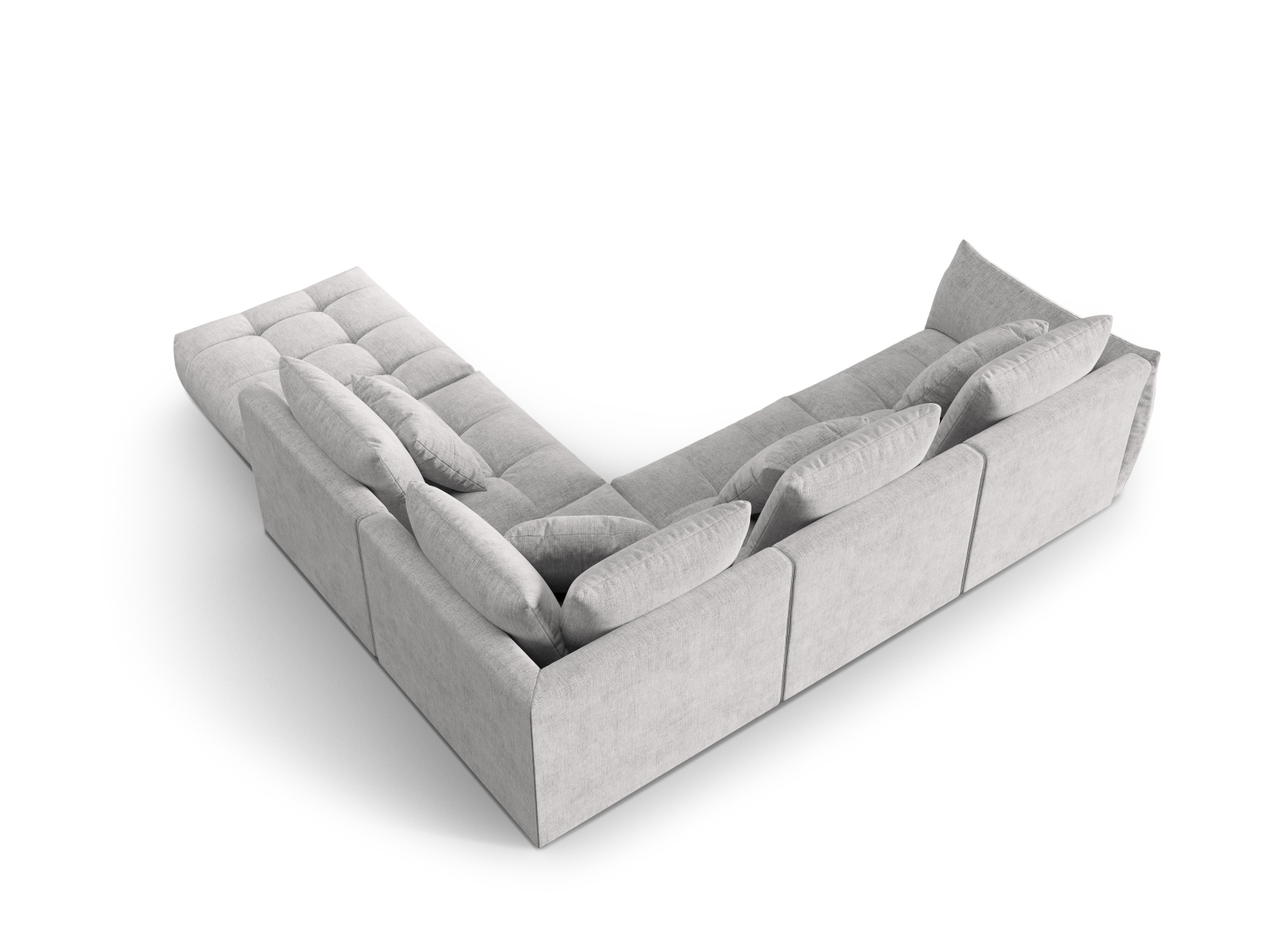 Micadoni Ecksofa Bloom 5-Sitzer Rechts Strukturierter Stoff Silber