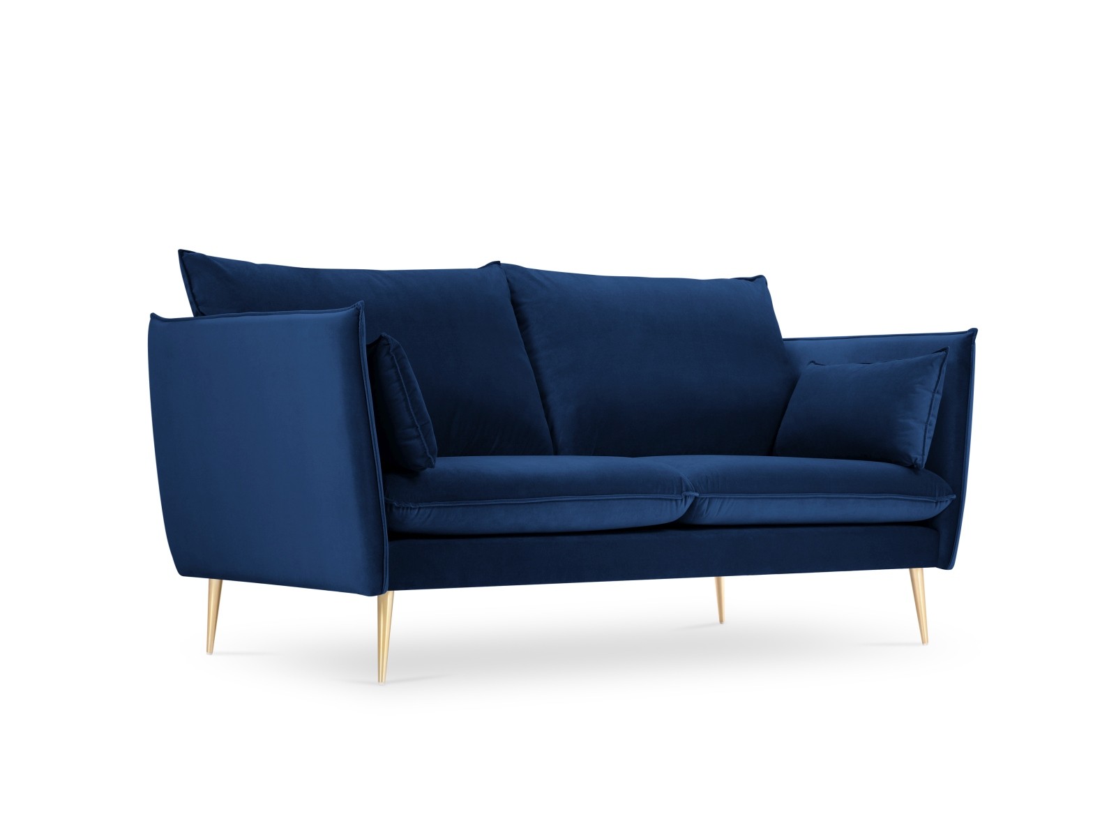 2-Sitzer Velvet Sofa Agate | Bezug Royal Blue | Beinfarbe Gold Metal