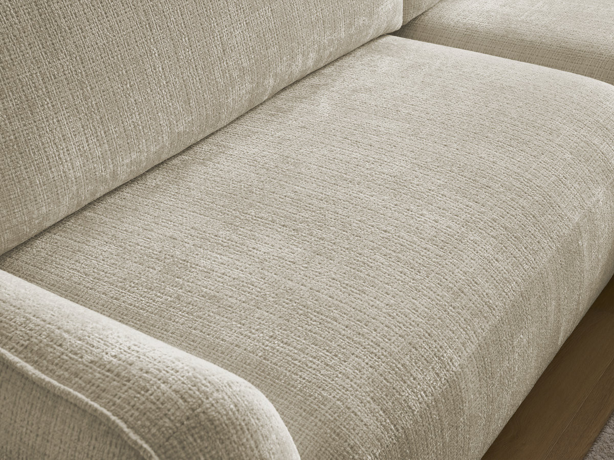 Bobochic Denise Ecksofa mit Schlaffunktion und Bettkasten 258 × 160 cm Strukturstoff Beige Ecke rechts