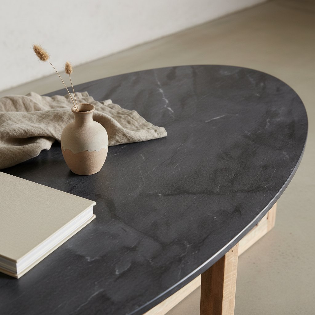 Raw Materials Ovaler Marmor-Couchtisch Schwarz 120x60x38cm