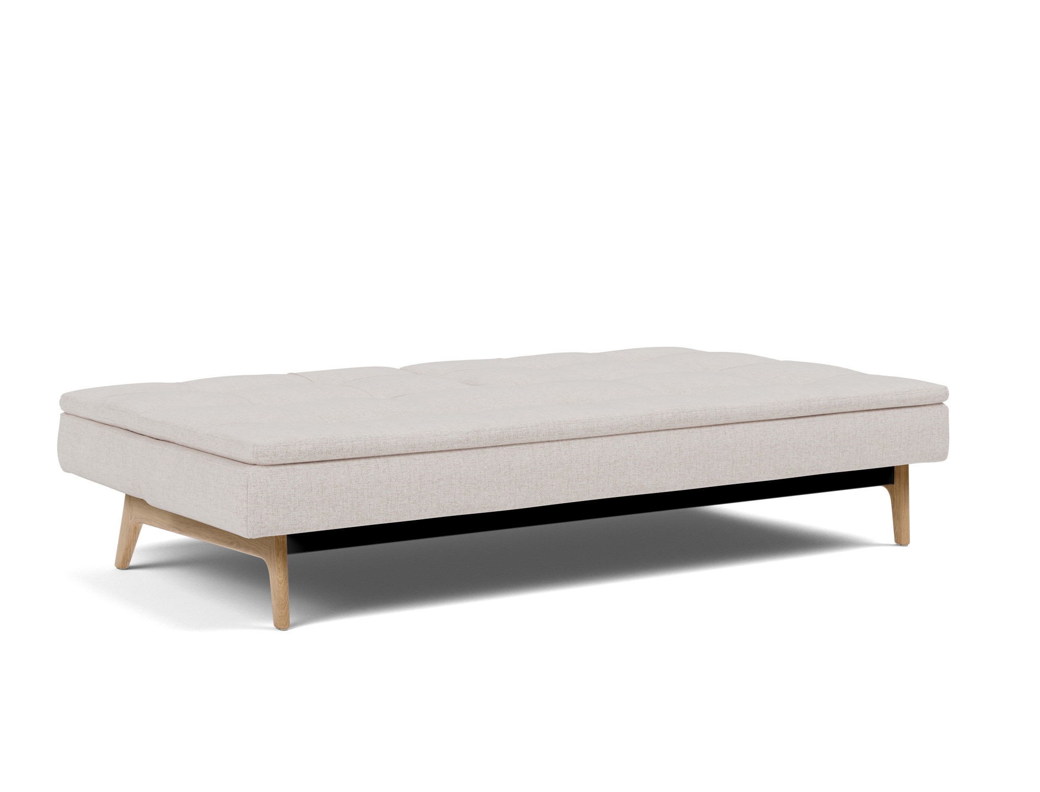 Schlafsofa Dublexo Strukturierter Stoff Weda 300-Weda-Sand Beine Eiche