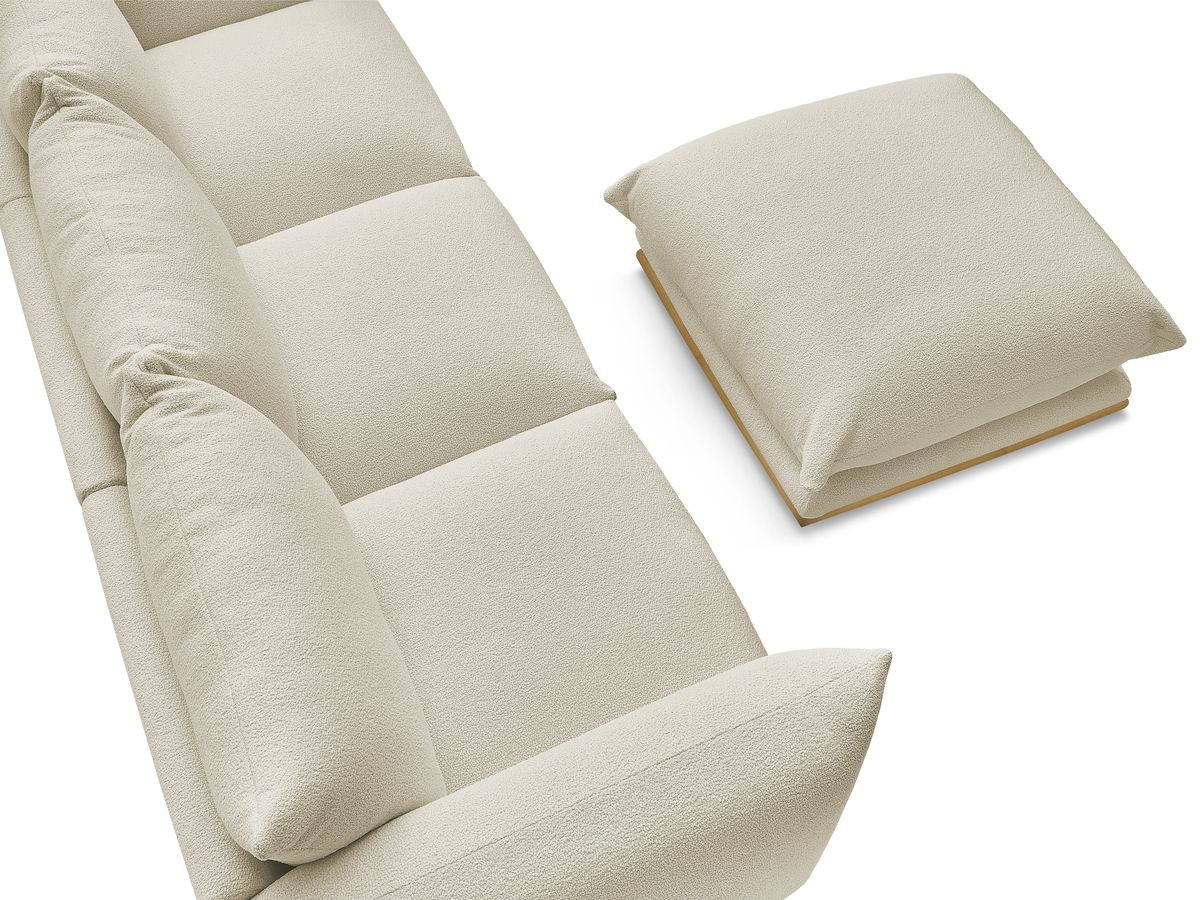 Bobochic Ernest Sofa 3-Sitzer mit Pouf 266 × 106 cm Bouclé-Stoff Beige