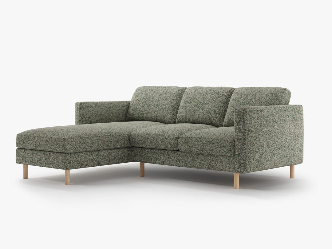 Micadoni Ecksofa Eden 3-Sitzer Links Strukturierter Stoff Moßgrün Melange