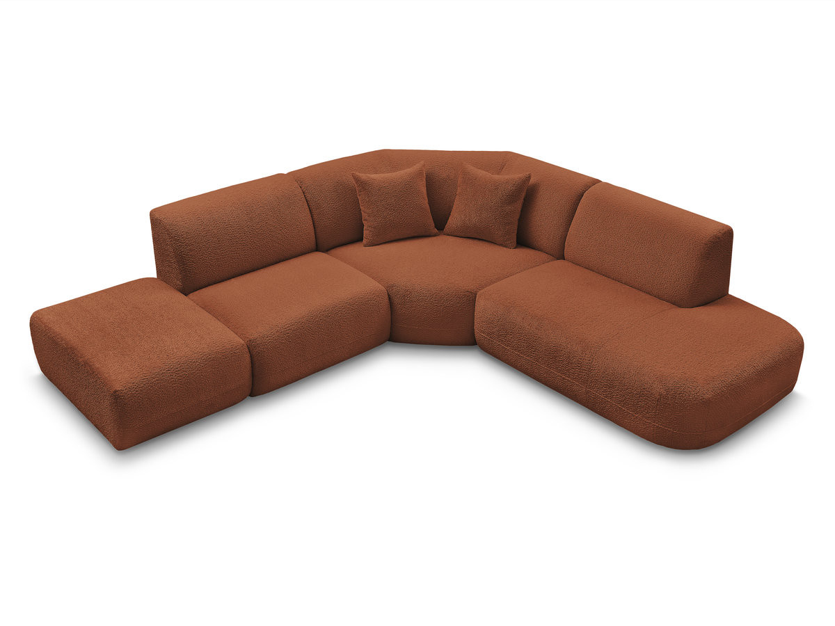 Bobochic Anda Ecksofa 279 × 264 cm Chenille Orange Ecke rechts