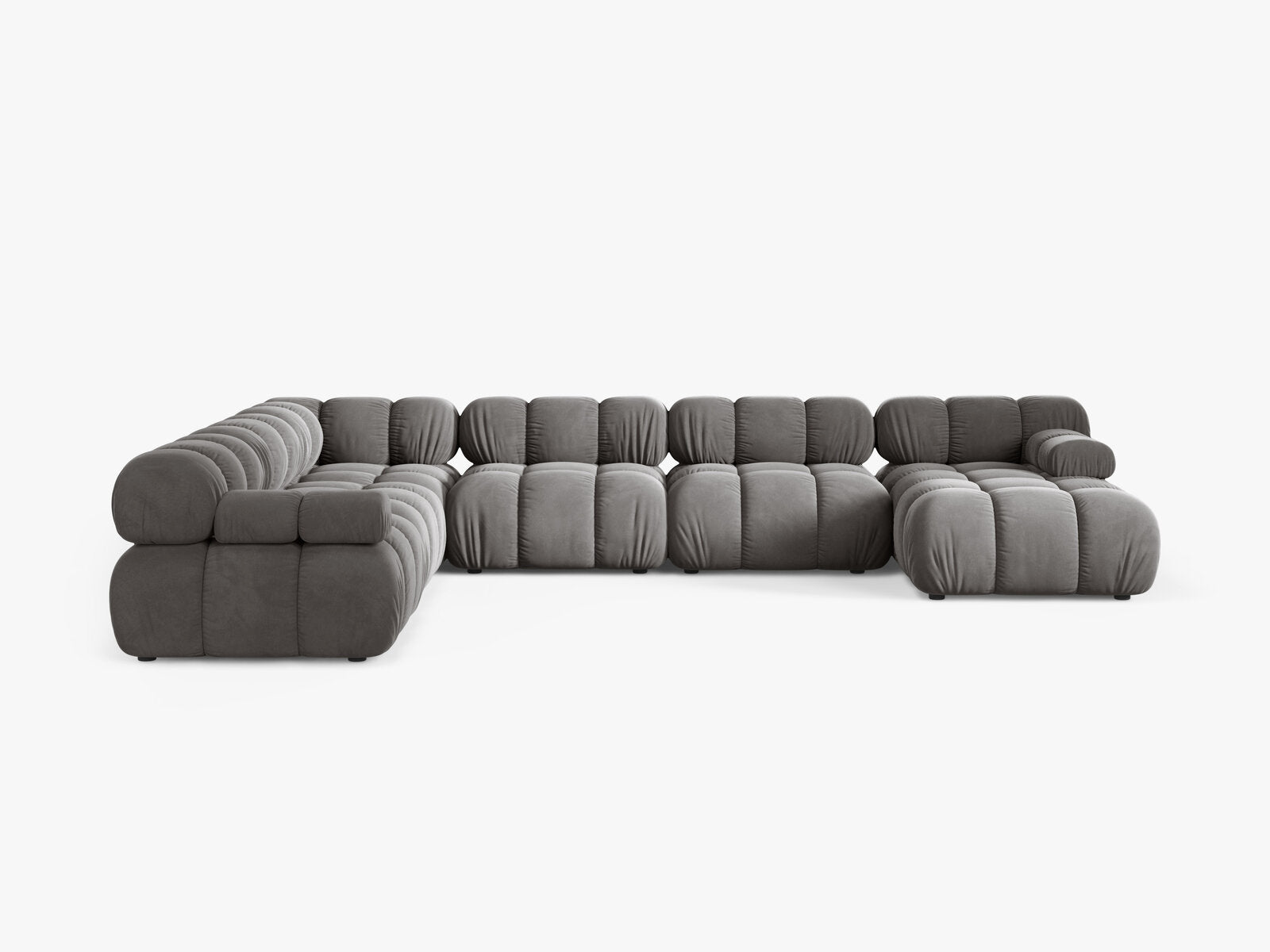 Micadoni Modulares Panorama Ecksofa Bellis 8-Sitzer Links Samt Bluvel Hellgrau