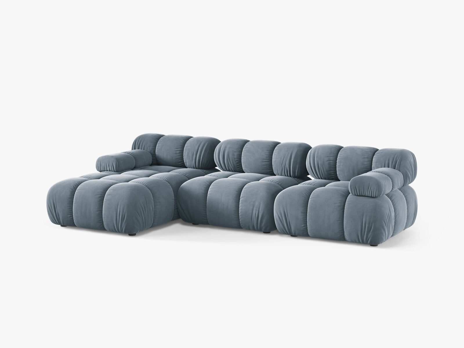 Micadoni Modulares Ecksofa Bellis 4-Sitzer Links Samt Bluvel Hellblau