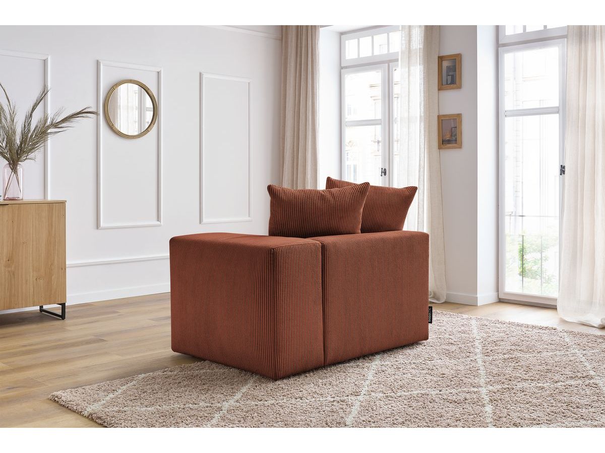 Bobochic Voltaire Sofamodul 1-Sitzer 130 × 100 cm Cordsamt Orange Ecke rechts