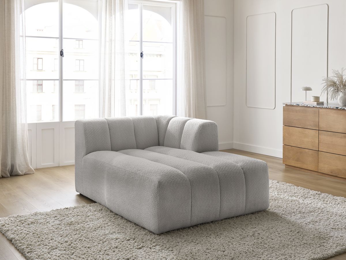 Bobochic Annecy Méridienne-Modul Bouclé-Stoff Hellgrau Ecke rechts