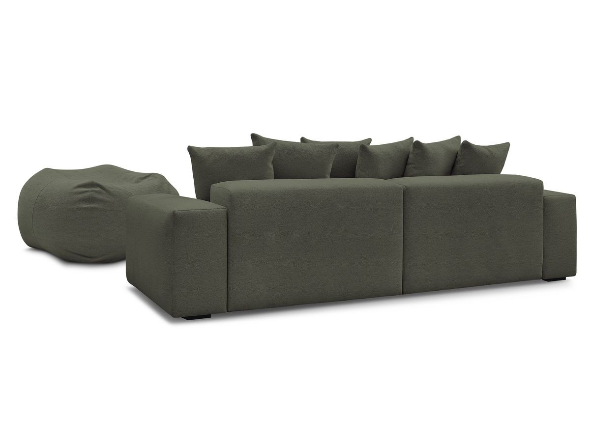 Bobochic Voltaire Sofa 5-Sitzer mit Pouf Melange-Stoff Grün
