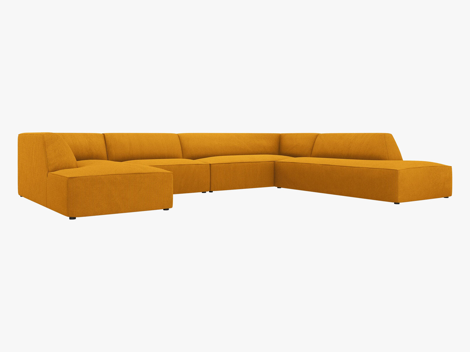Micadoni Panorama-Ecksofa Ruby 7-Sitzer Rechts Kord Scala Gelb
