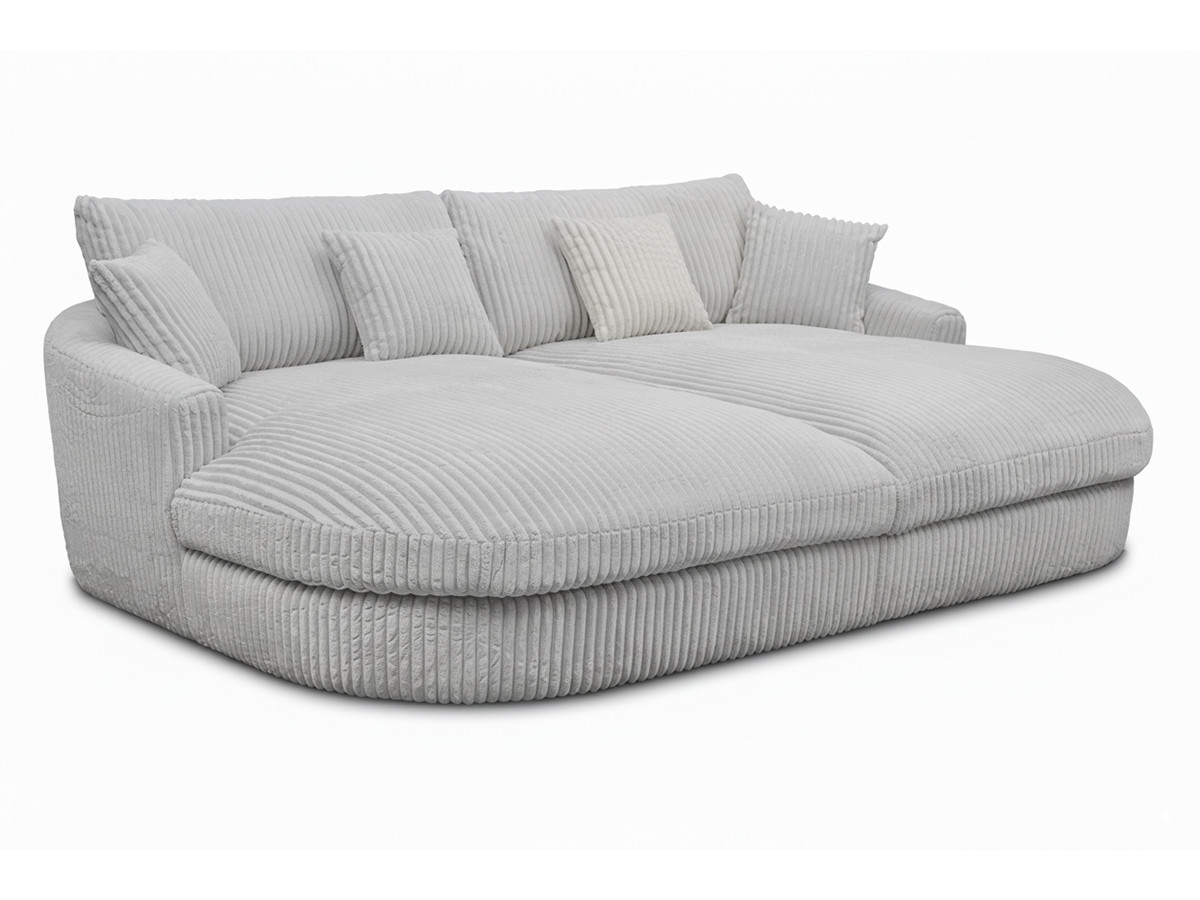 Bobochic Belem Sofa 3-Sitzer Breitcord weich Hellgrau