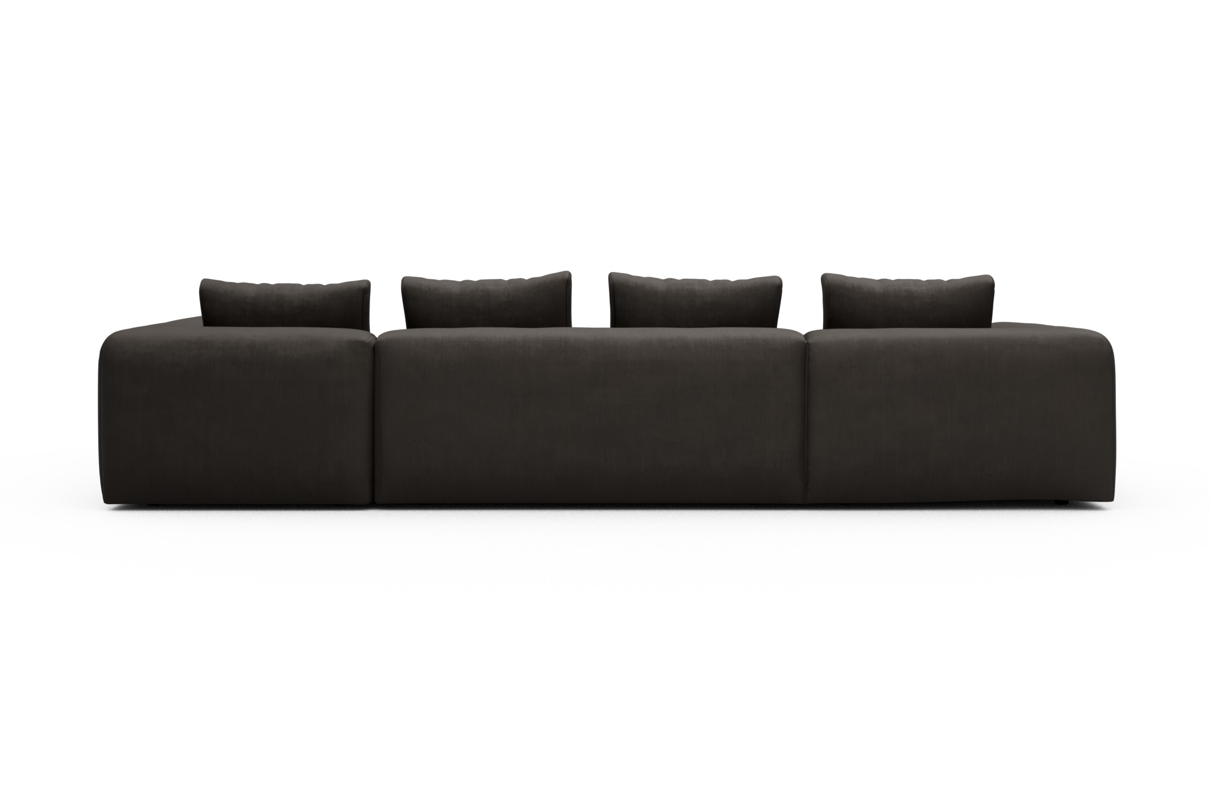 Wohnlandschaft Fred Chaiselongue links mit 2-Sitzer und lange Armlehne rechts Cordufine-Taupe