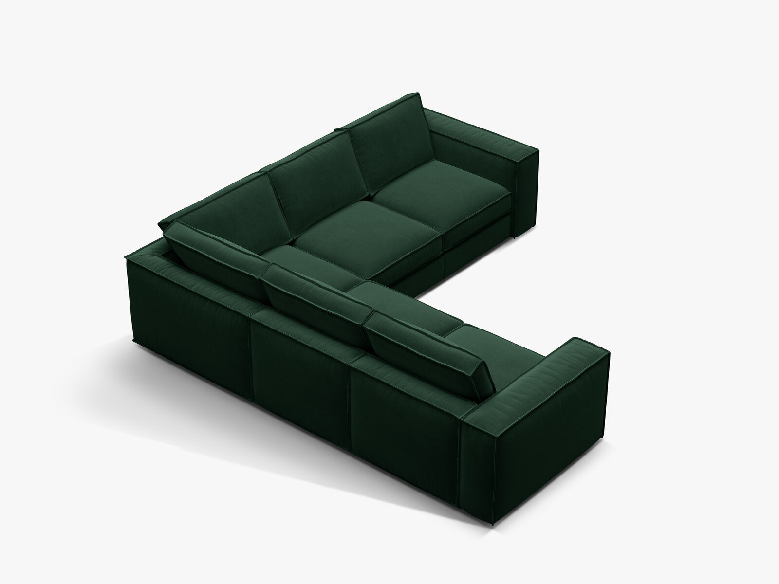 Micadoni symmetrisches modulares Ecksofa Pola 4-Sitzer Flaschengrün