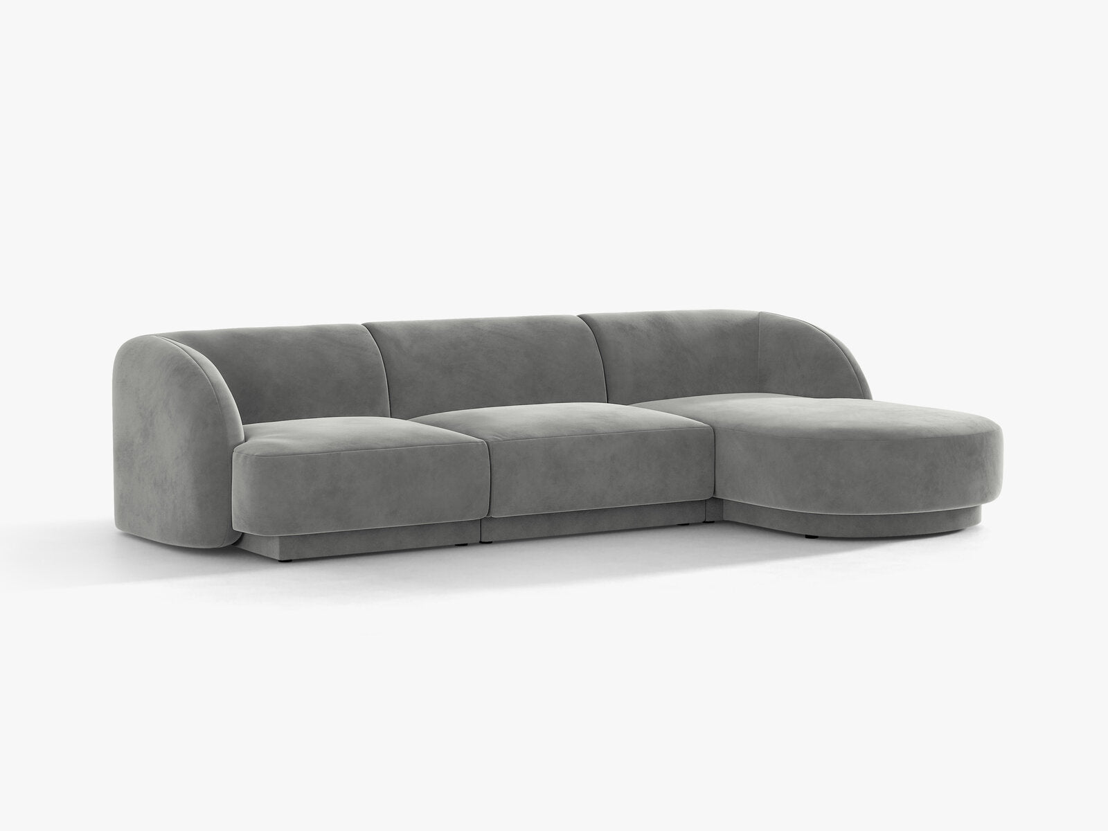 Micadoni Ecksofa Miley 4-Sitzer Samt Venus Hellgrau Rechts