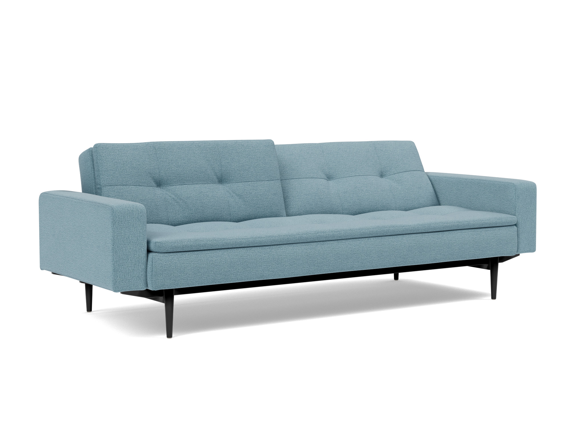 Schlafsofa Dublexo mit Armlehnen Flachgewebe Mixed Dance 525-Light-Blue Beine Styletto Eiche schwarz