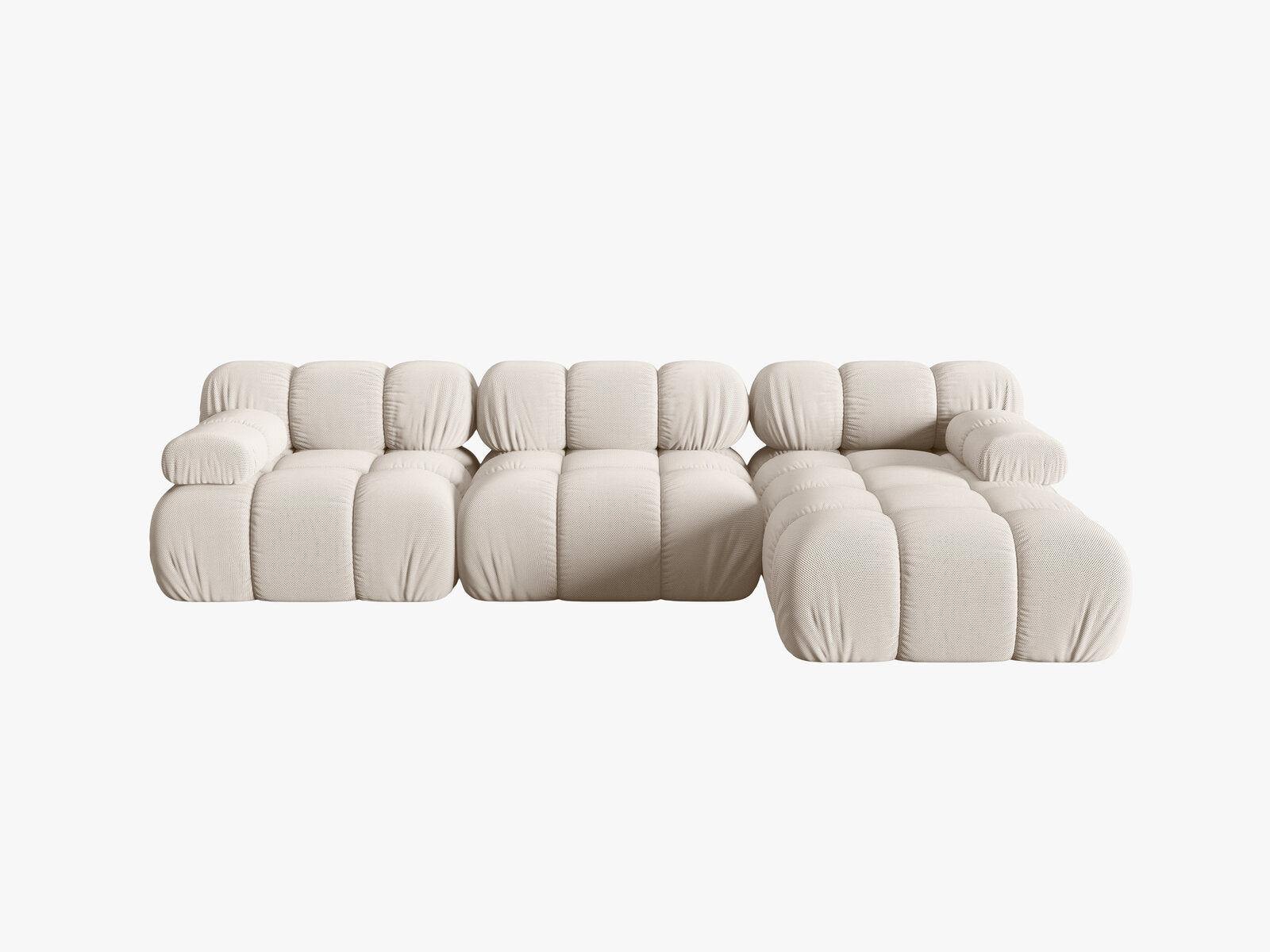 Micadoni Modulares Ecksofa Bellis 4-Sitzer Rechts 3D-Stoff Sonic Helles Beige