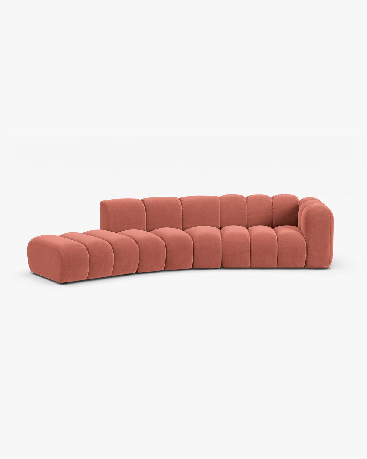Micadoni Modulares Sofa Lupine 5-Sitzer Links Samt Salvador Koralle