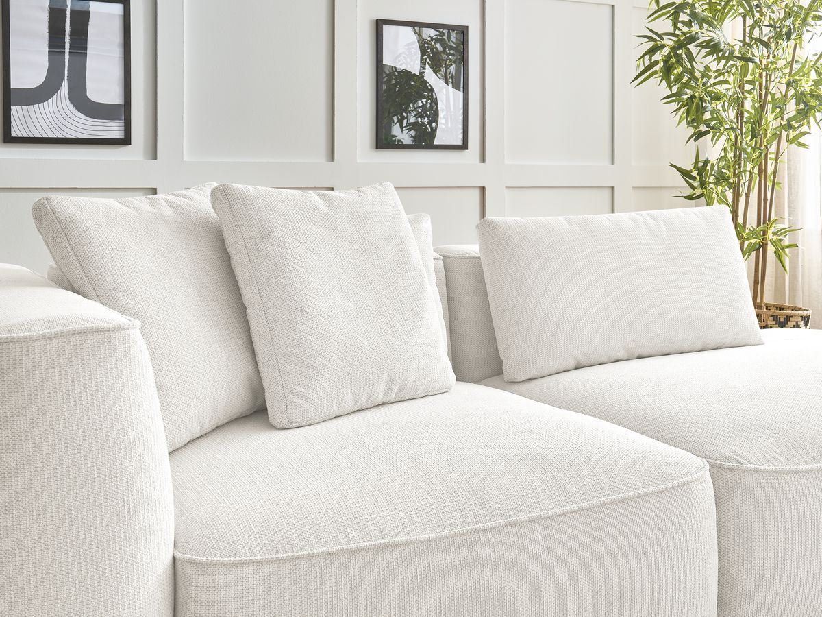 Bobochic Leopold Sofa 3-Sitzer Melange-Stoff Weiß Armlehne links