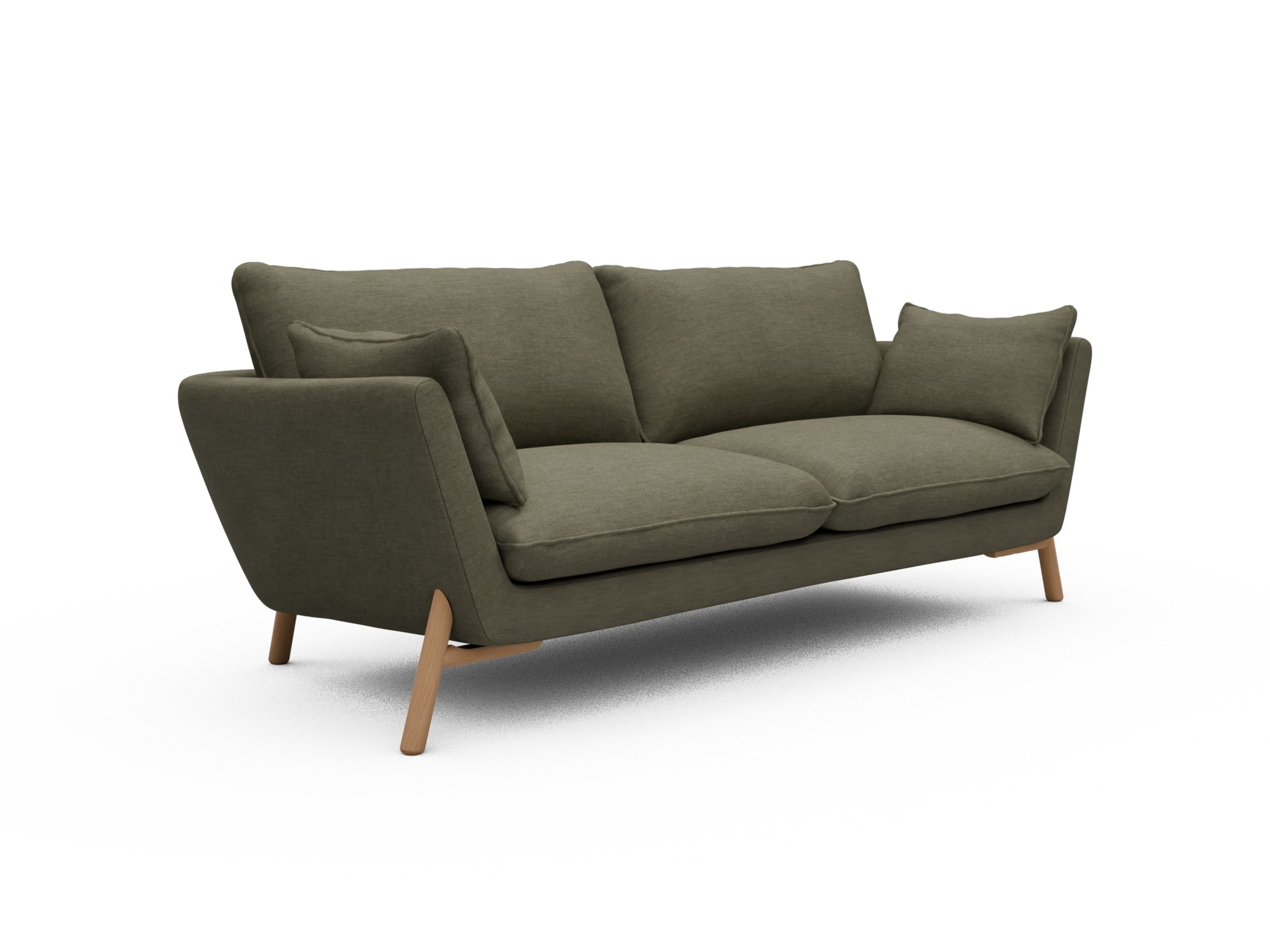 Skandi Home Sofa Emil 3-Sitzer Beinfarbe Eiche Natur Vivus-Dusty-Olive moebelfaktor