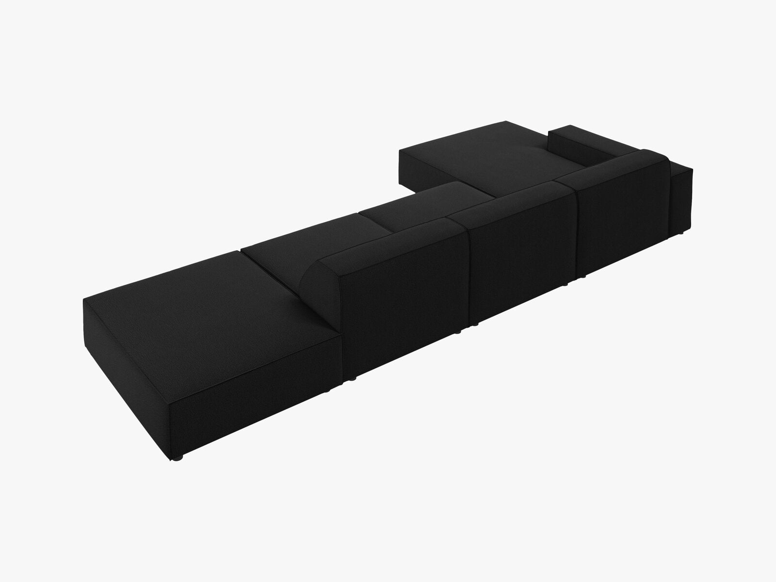 Micadoni Ecksofa Jodie 5-Sitzer Links Strukturierter Stoff Megan Schwarz